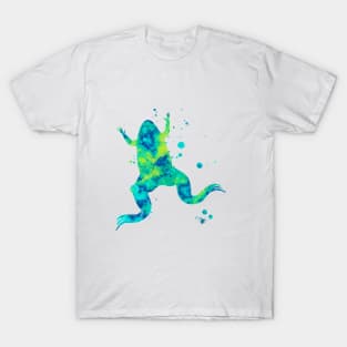 African Clawed Frog Watercolor Painting - Teal T-Shirt